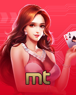 MWIN8 MT Gaming 3D Games banner featuring a glamorous woman holding playing cards.
