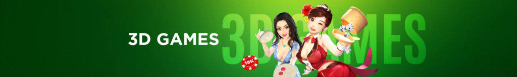 MWIN8 3D Games banner featuring animated characters with dice and poker chips.
