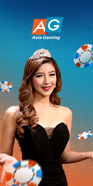 MWIN8 Asia Gaming banner featuring a smiling woman in a black dress with floating casino chips.