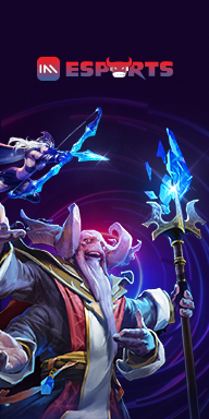 IM Esports banner featuring powerful fantasy characters with glowing weapons, symbolizing online competitive gaming and betting on MWIN8.