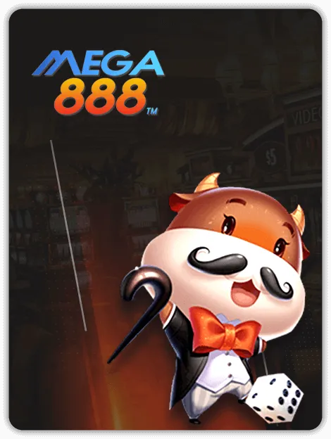 MWIN8 Fishing Mega 888 banner featuring a charming character with a mustache, tuxedo, and cane, symbolizing fun and classy underwater adventures.