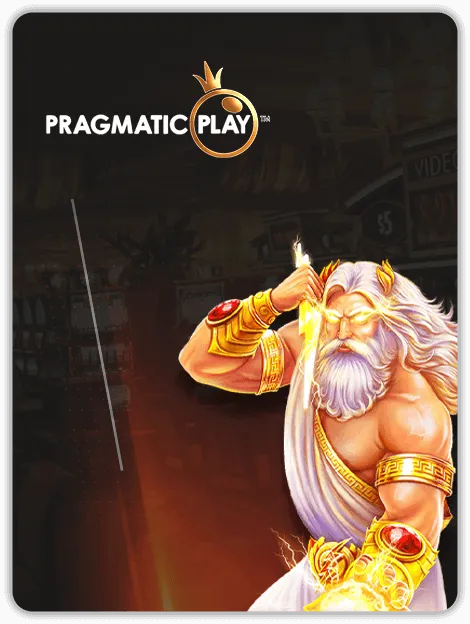 MWIN8 Pragmatic Play Fishing banner featuring Zeus wielding a lightning bolt.