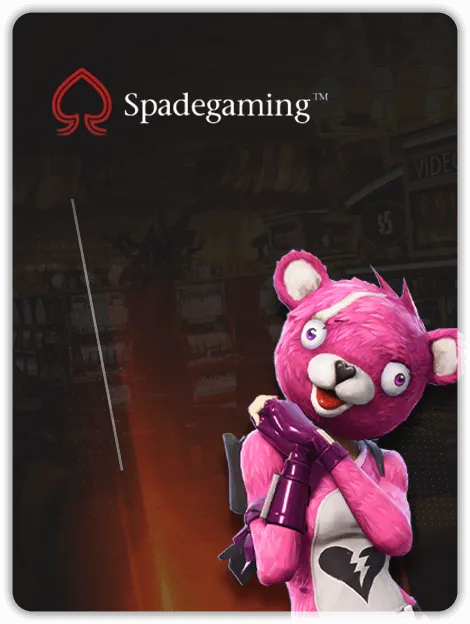 MWIN8 Spadegaming Fishing banner featuring a pink bear character armed with a water cannon.
